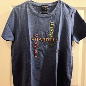 ***SOLD***Chanel Dark Blue Men's Tee with Multicolor Logo